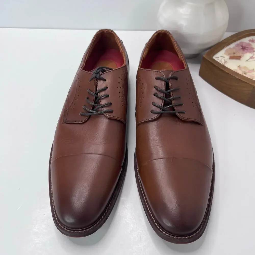 Stacy Adams Maddox Cap Toe Leather Oxford Dress Shoes Brown Men's 13M